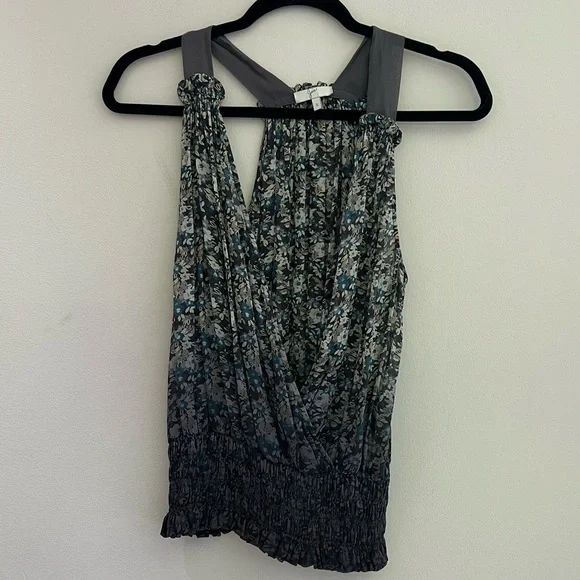 Joie woman silk floral print wrap sleeveless blouse - Picture 1 of 8